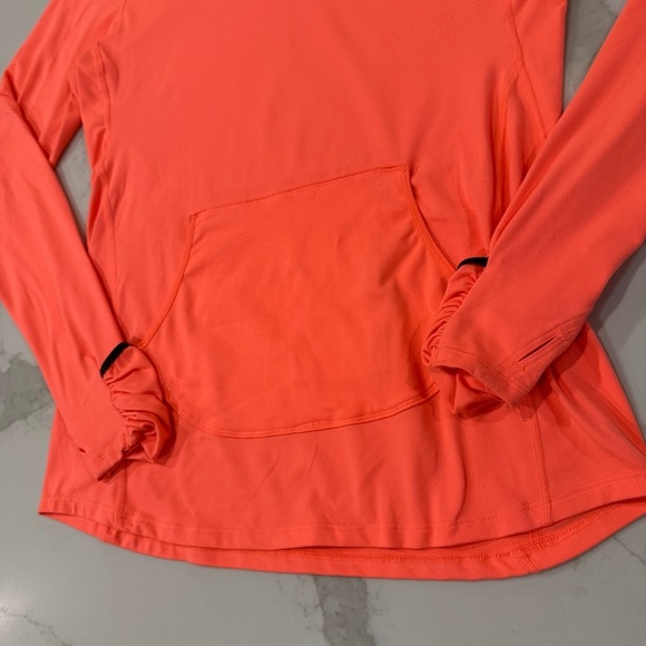 Nike DriFIT Running VNeck Long Sleeve Pullover Hoodie Womens Medium Coral Orange - Picture 3 of 12